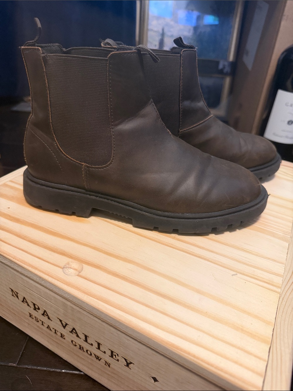 Zara Youth Brown Slip-On Leather Chelsea Boots EU Size 35
